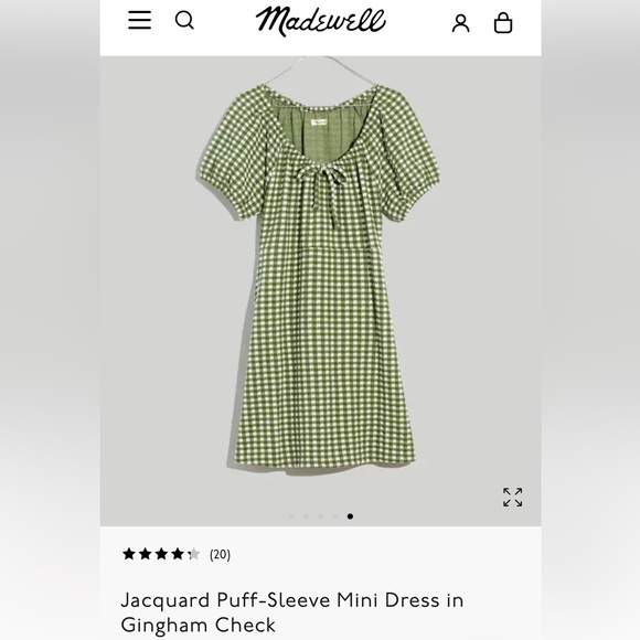 Madewell Jacquard Puff-Sleeve Mini Dress in Gingham Check - Picture 1 of 4